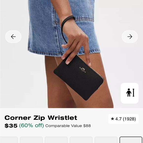 Coach Black Textured Wristlet with Gold Logo - Picture 6 of 6